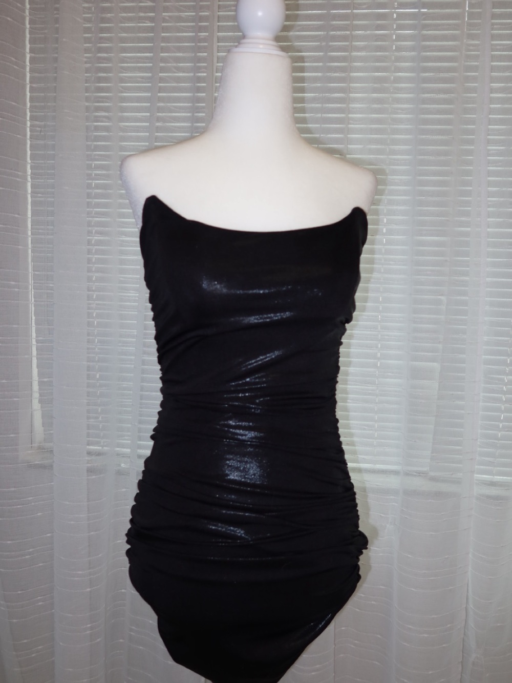 Forever 21 Black Strapless Ruched Bodycon Dress